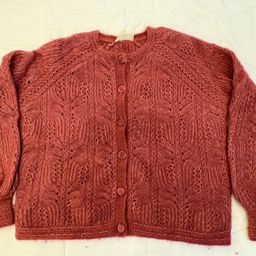 Sézane Lace Knit Cardigan - Rose